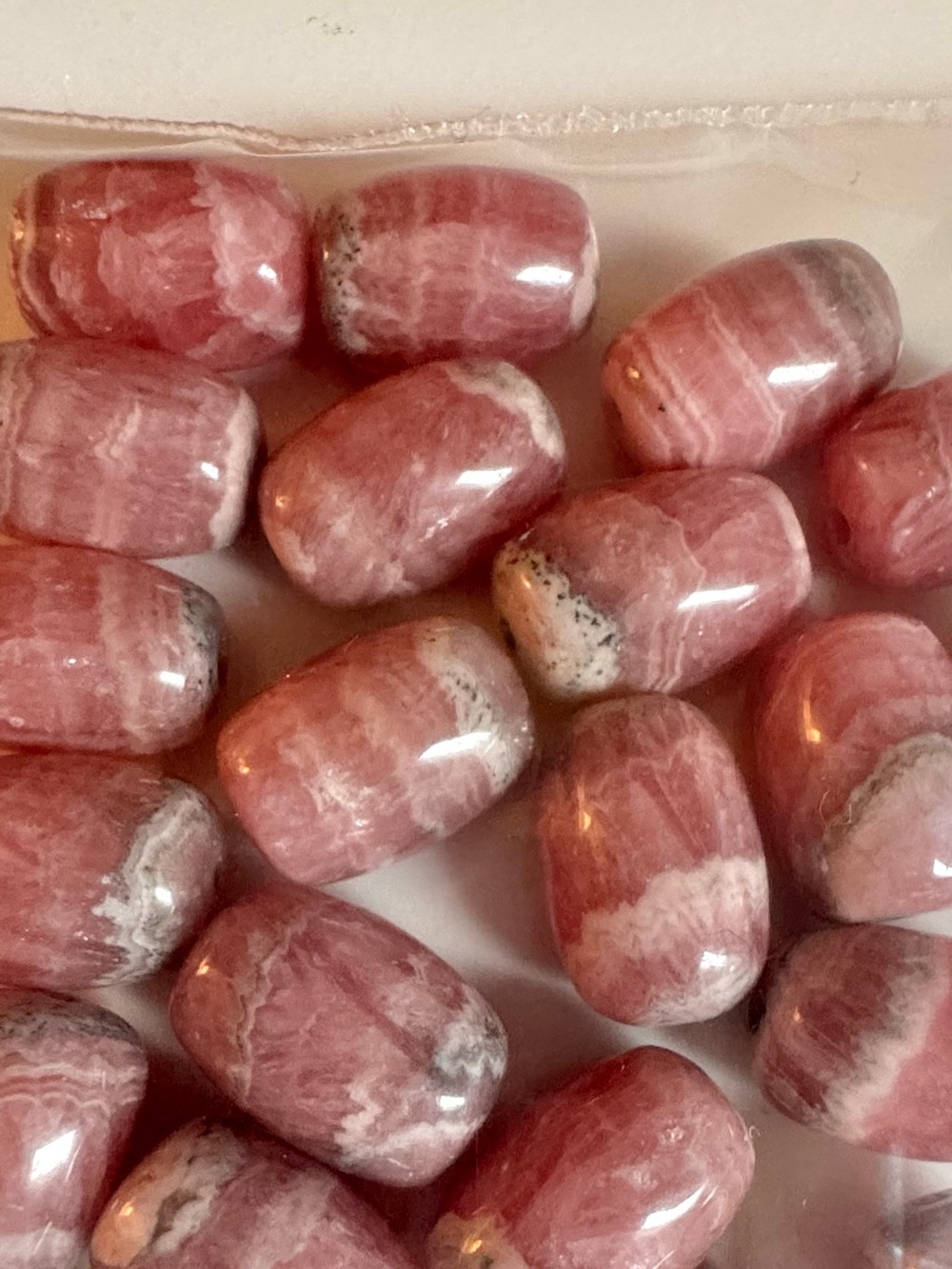 Rhodonite Barrel Shaped Polished Beads for Jewelry & Crafting